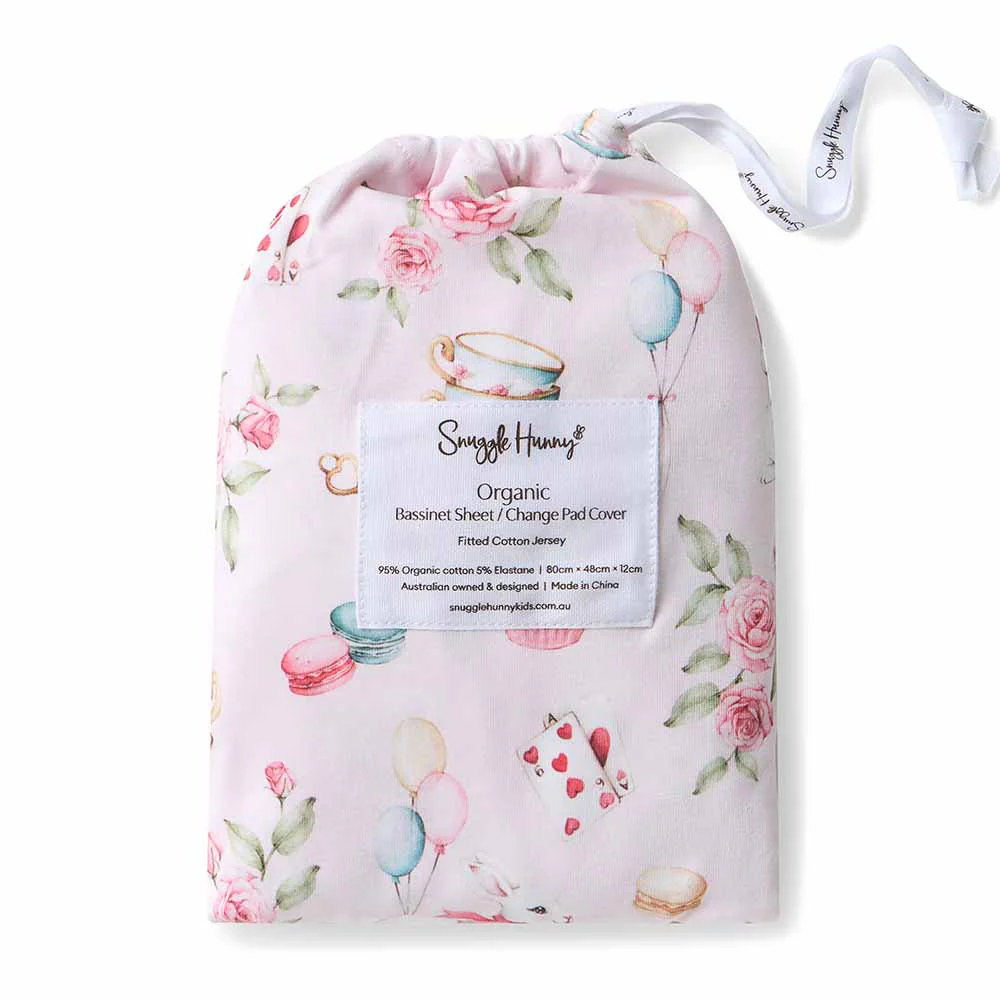 Alice’s Tea Party Organic Bassinet Sheet / Change Pad Cover - Image 6