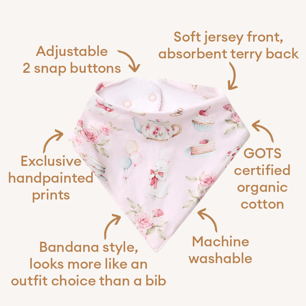 Alice’s Tea Party Organic Dribble Bib - Image 4