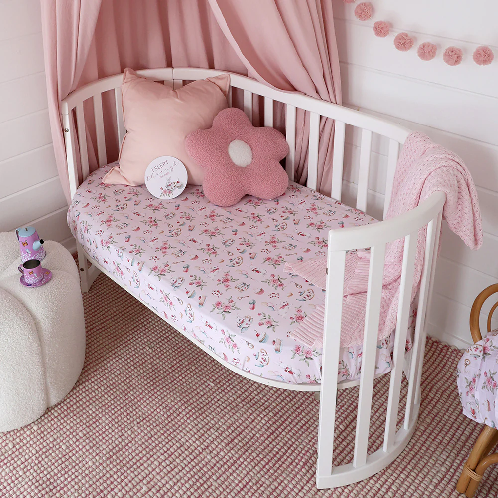 Alice’s Tea Party Organic Fitted Cot Sheet - Image 3