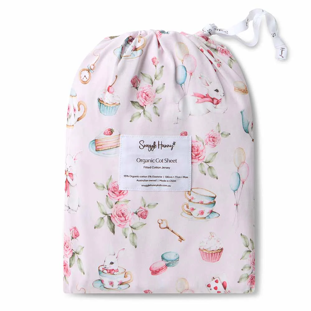 Alice’s Tea Party Organic Fitted Cot Sheet - Image 5