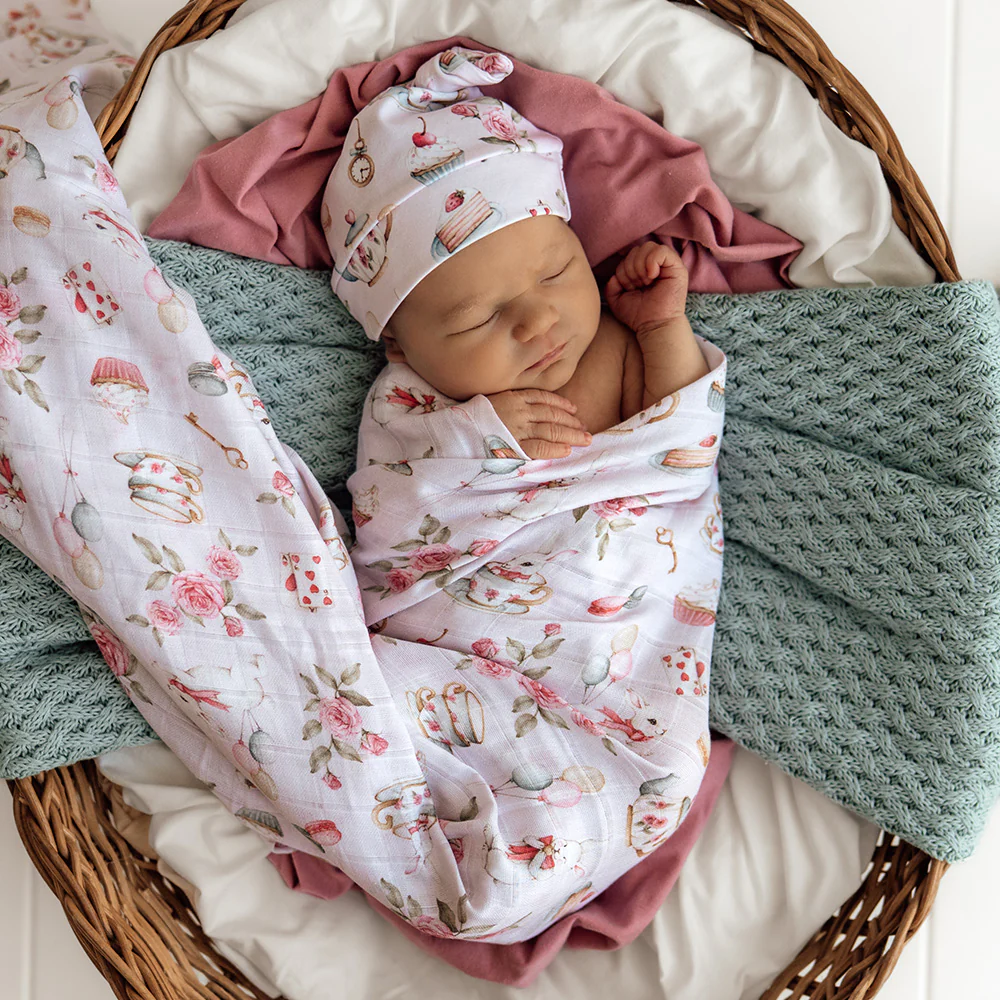 Alice’s Tea Party Organic Muslin Wrap - Image 3
