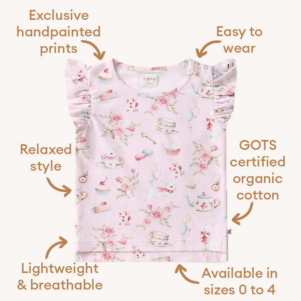Alice’s Tea Party Organic T-Shirt with Frill - Image 4