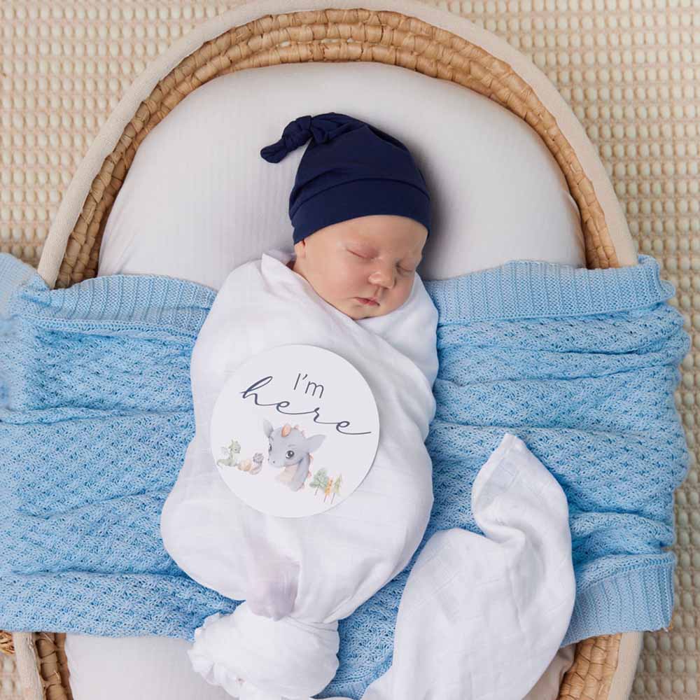 Baby Blue Diamond Knit Organic Baby Blanket - Image 4