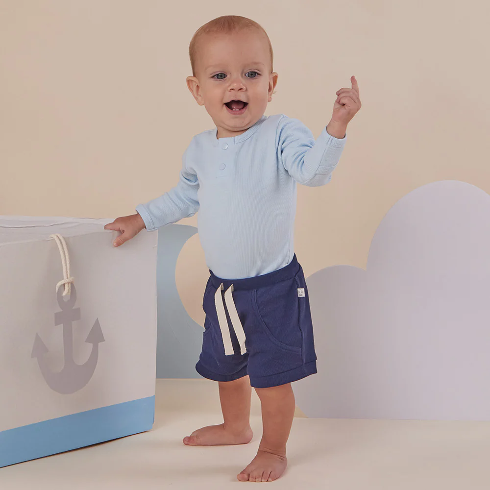 Baby Blue Long Sleeve Organic Bodysuit - Image 3