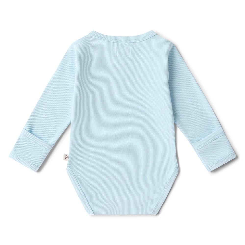 Baby Blue Long Sleeve Organic Bodysuit - Image 4