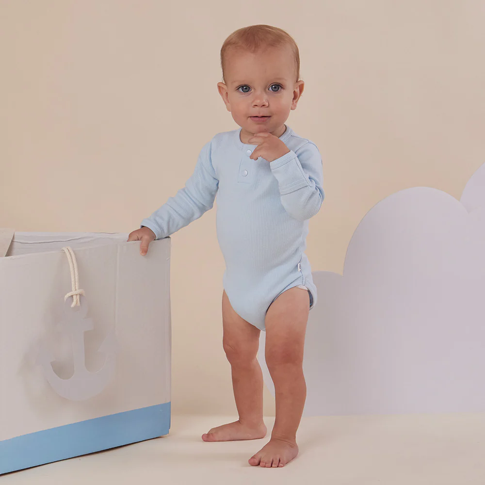 Baby Blue Long Sleeve Organic Bodysuit - Image 5
