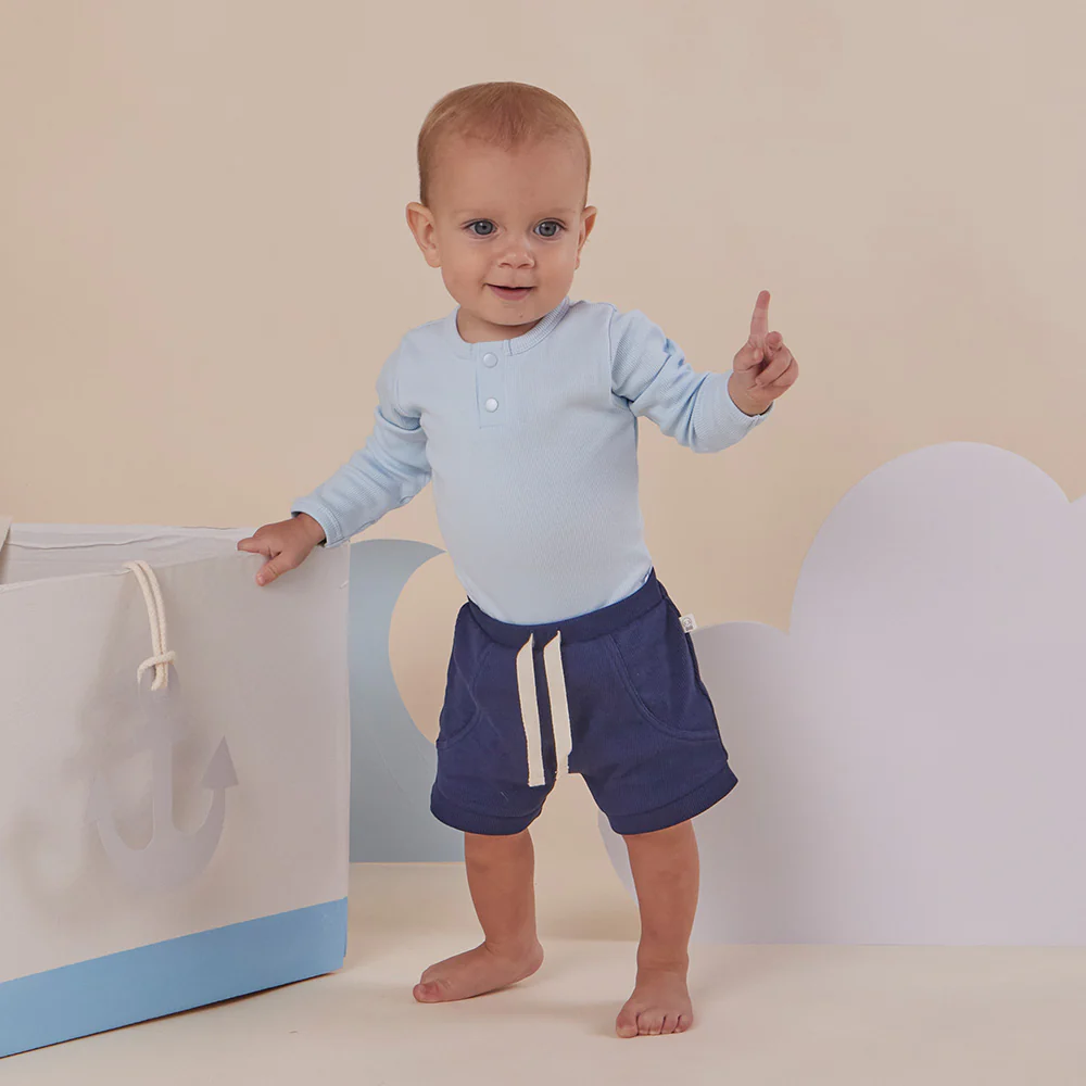 Baby Blue Long Sleeve Organic Bodysuit - Image 6