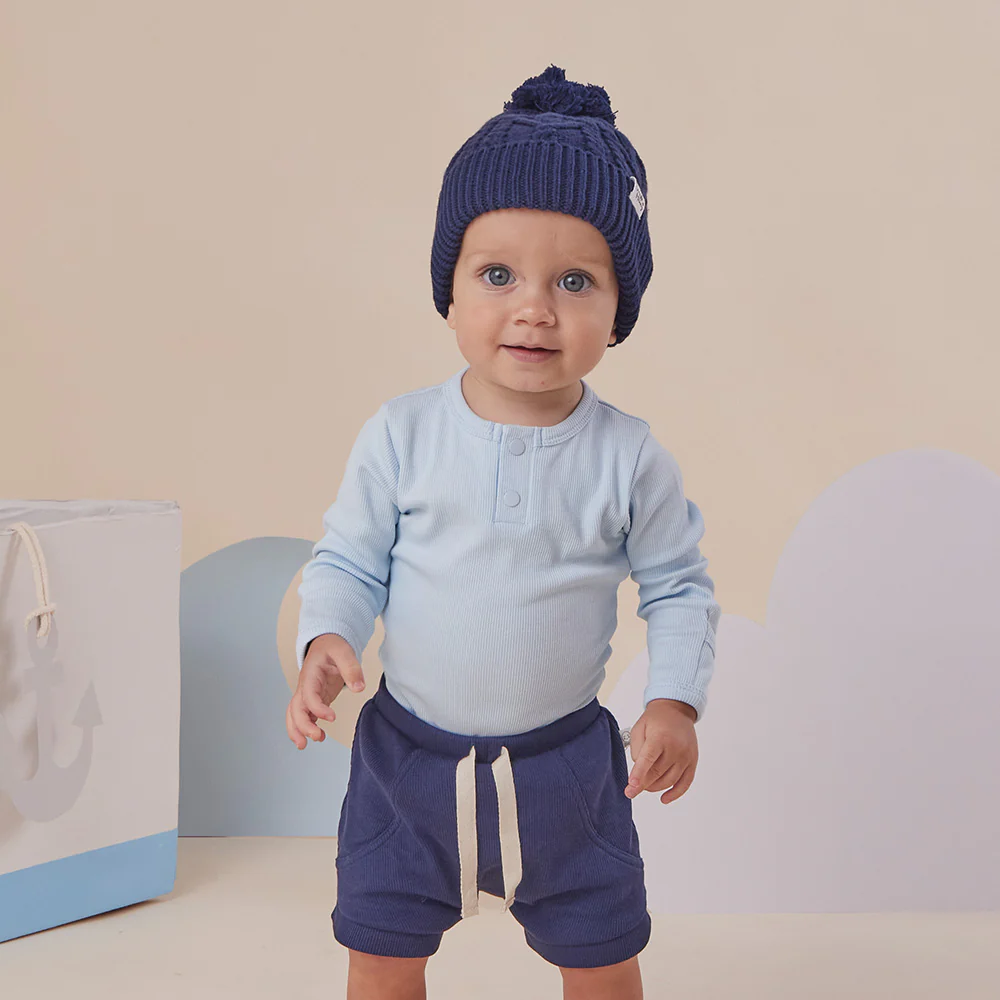Baby Blue Long Sleeve Organic Bodysuit - Image 7