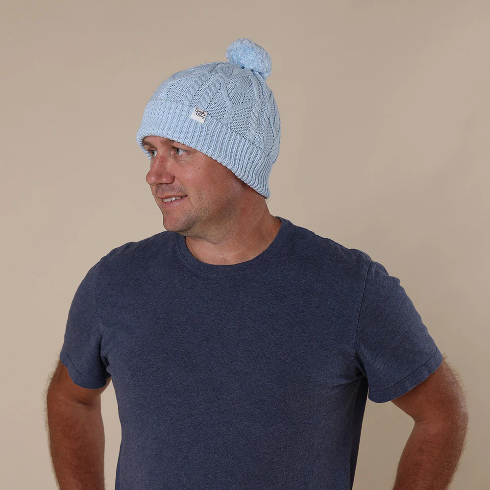 Baby Blue Organic Adult Knit Beanie - Image 3