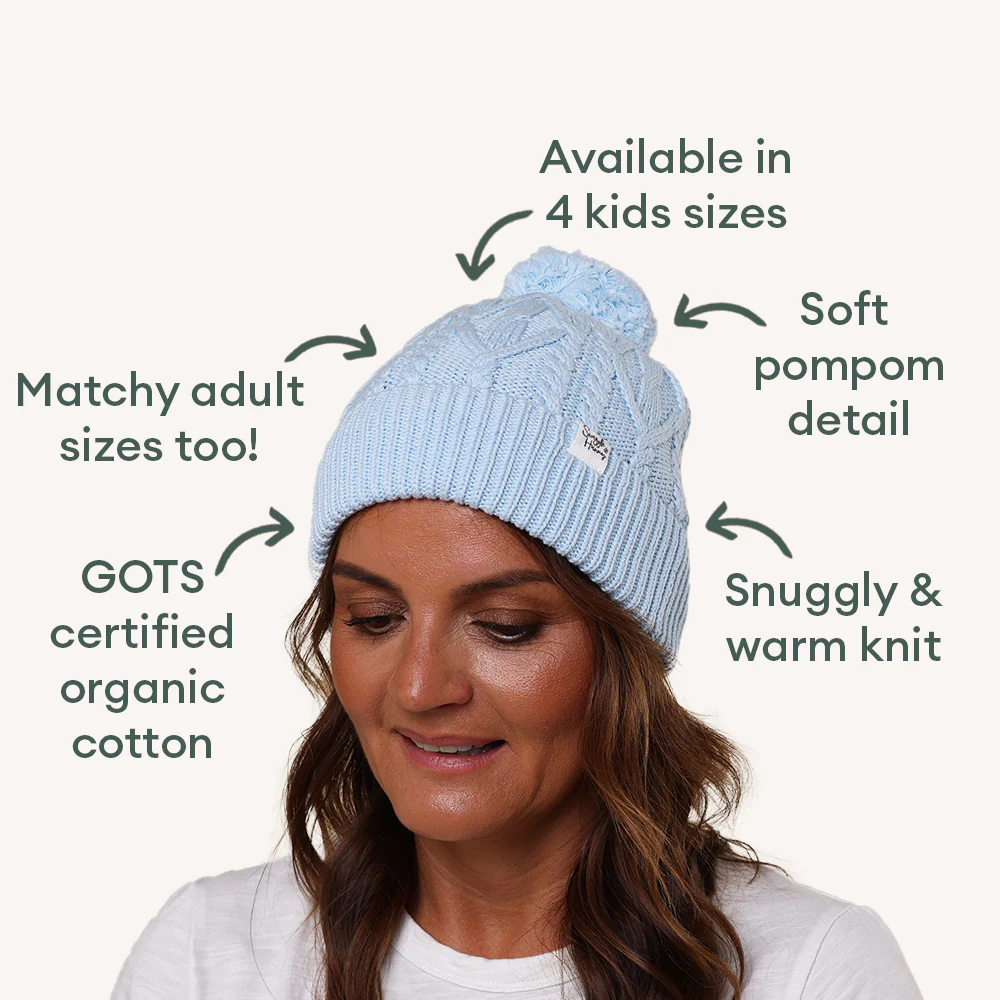 Baby Blue Organic Adult Knit Beanie - Image 4