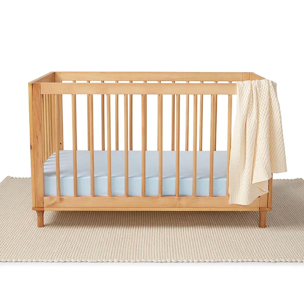 Baby Blue Organic Fitted Cot Sheet - Image 10