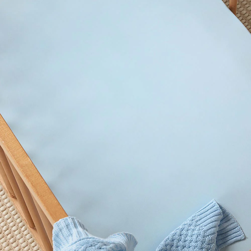 Baby Blue Organic Fitted Cot Sheet - Image 2