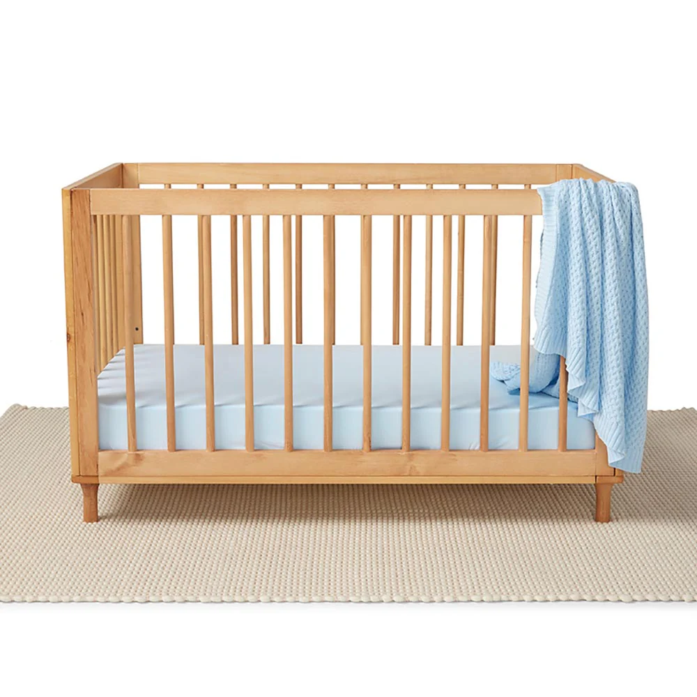 Baby Blue Organic Fitted Cot Sheet - Image 4