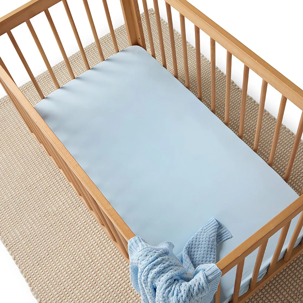 Baby Blue Organic Fitted Cot Sheet - Image 6