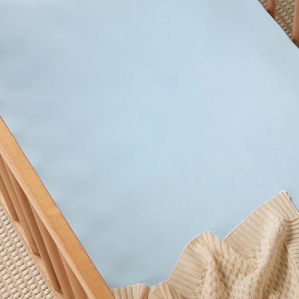 Baby Blue Organic Fitted Cot Sheet - Image 7