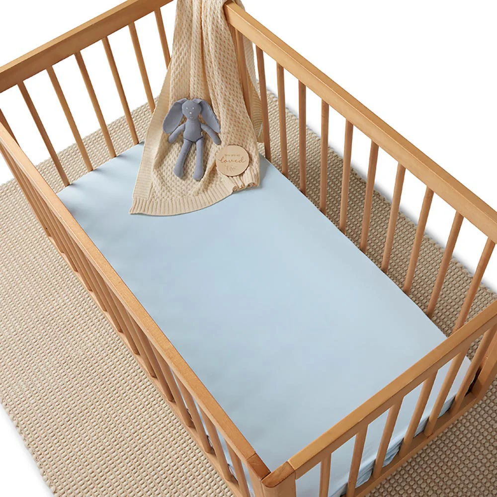 Baby Blue Organic Fitted Cot Sheet - Image 8