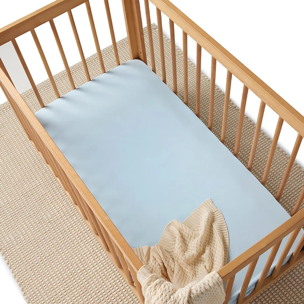 Baby Blue Organic Fitted Cot Sheet - Image 9