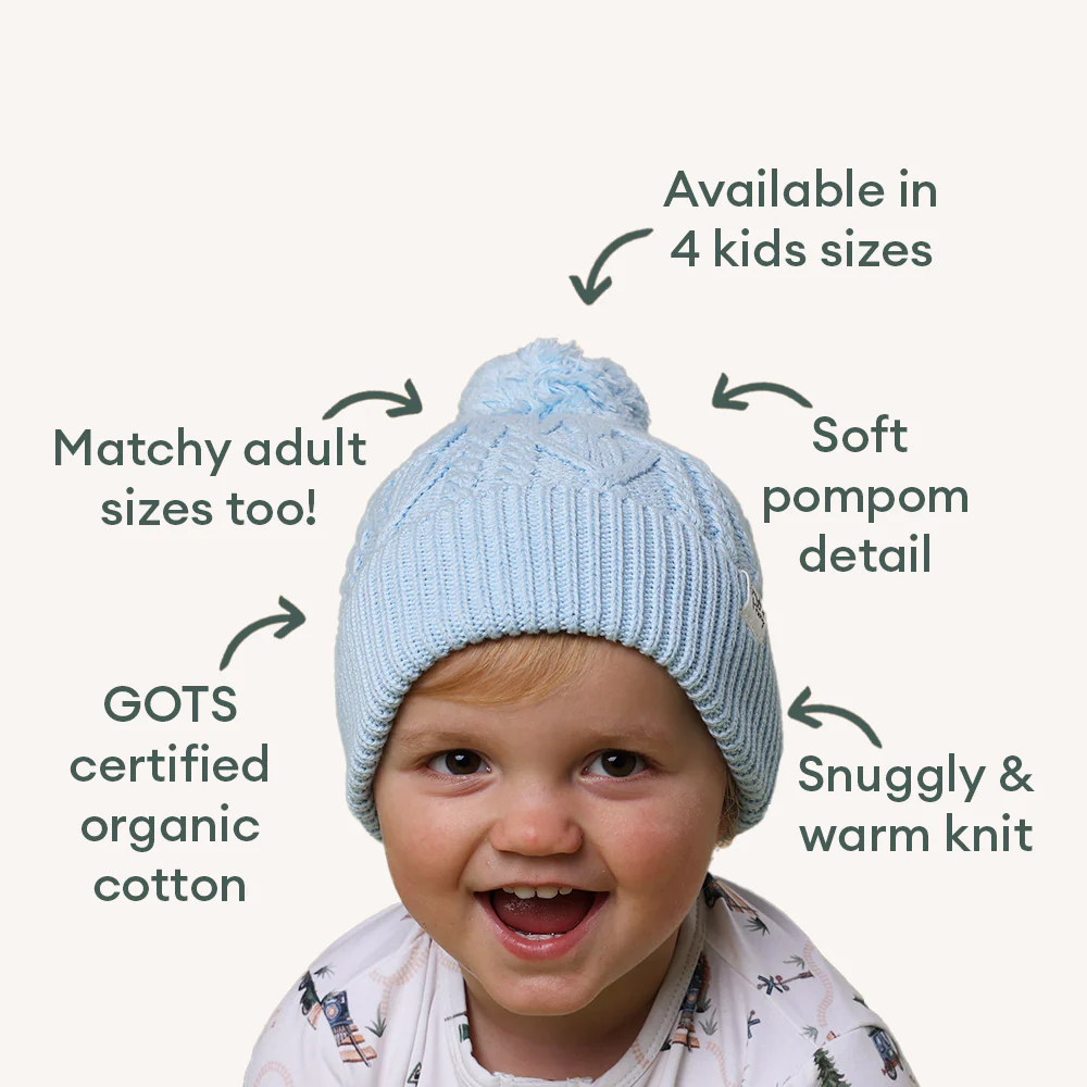 Baby Blue Organic Baby Knit Beanie - Image 4