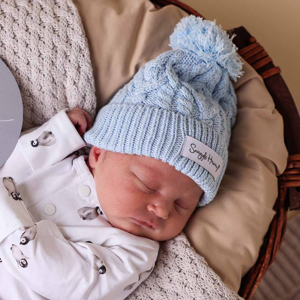 Baby Blue Organic Baby Knit Beanie - Image 5