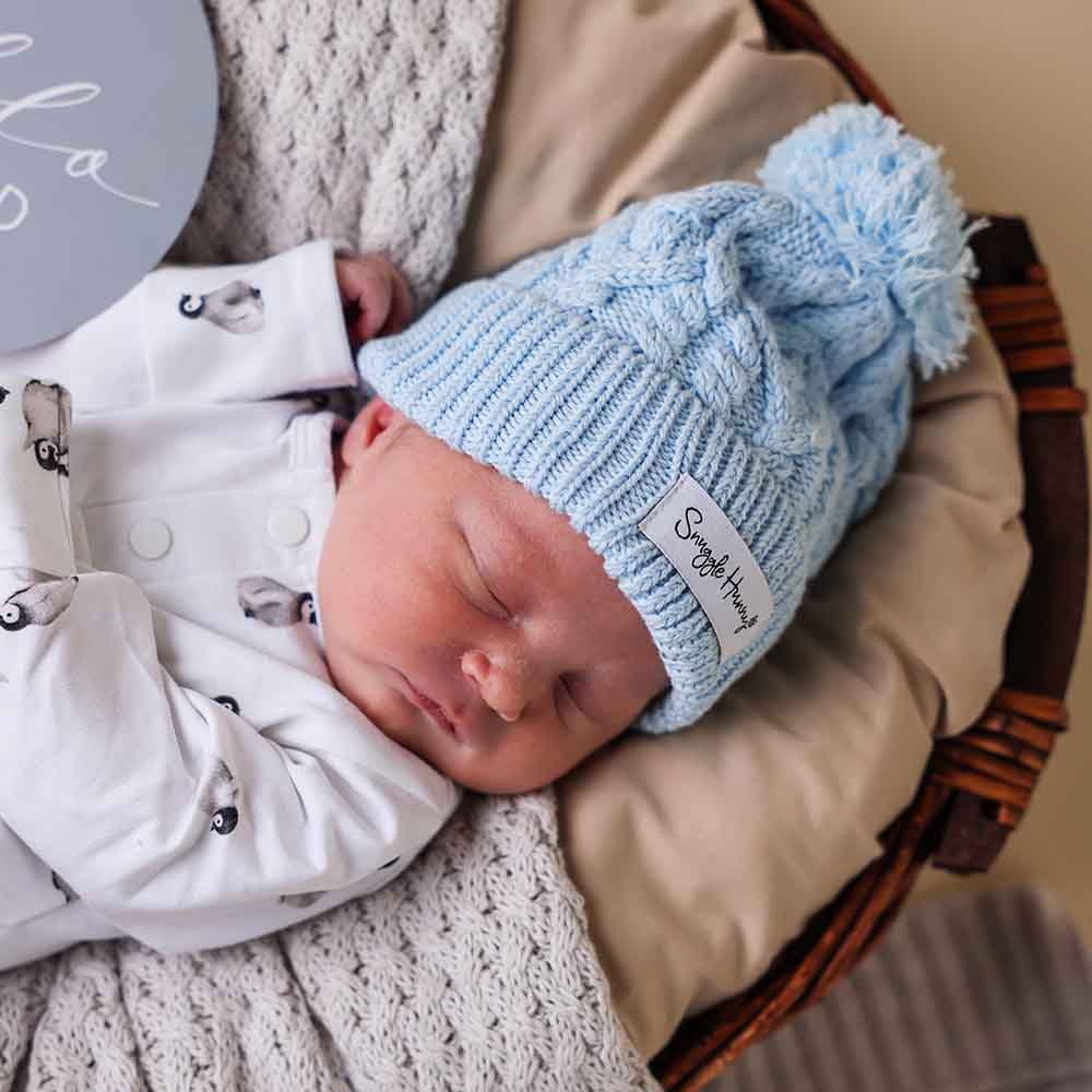 Baby Blue Organic Baby Knit Beanie - Image 7