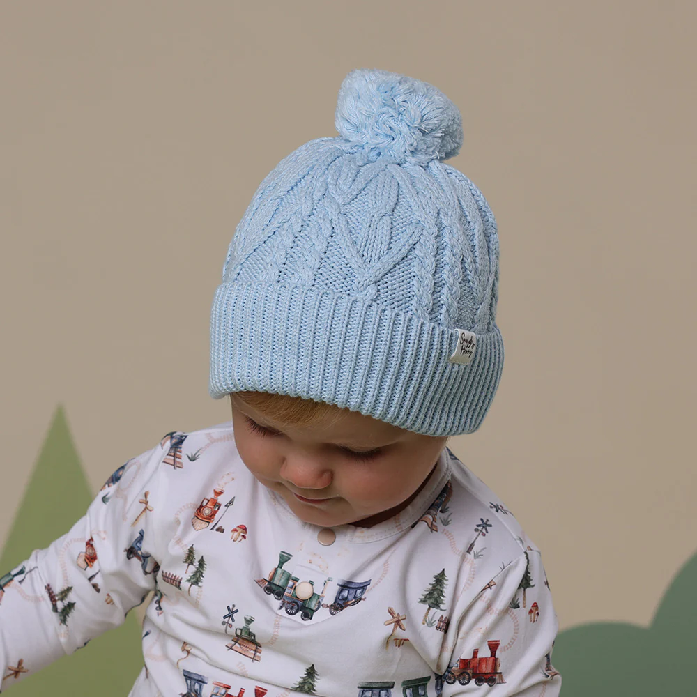 Baby Blue Organic Baby Knit Beanie - Image 8