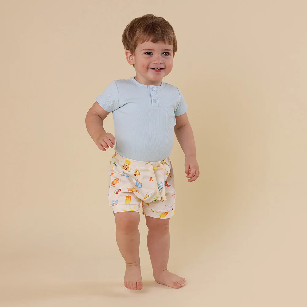 Baby Blue Short Sleeve Organic Bodysuit - Image 4