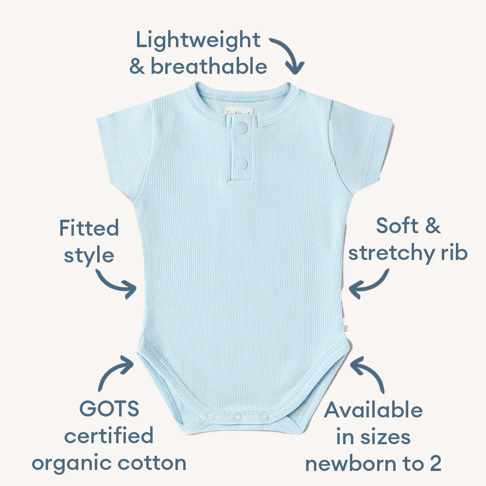Baby Blue Short Sleeve Organic Bodysuit - Image 5