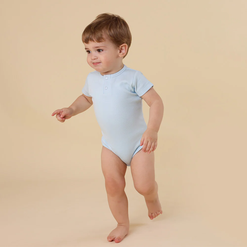 Baby Blue Short Sleeve Organic Bodysuit - Image 6
