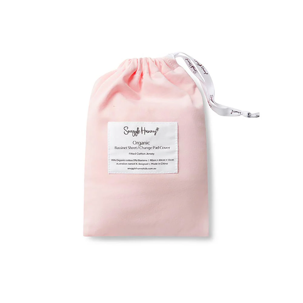 Baby Pink Organic Bassinet Sheet / Change Pad Cover - Image 3