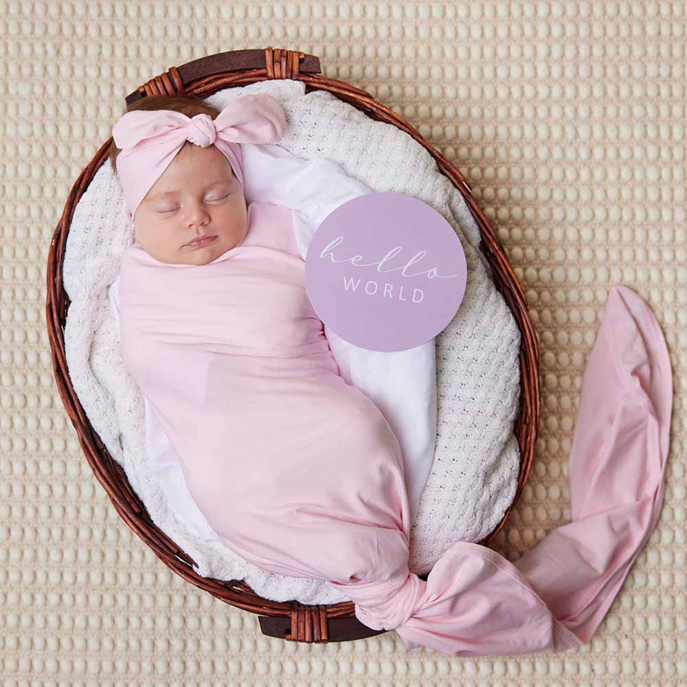 Baby Pink Organic Jersey Wrap & Topknot Set - Image 3