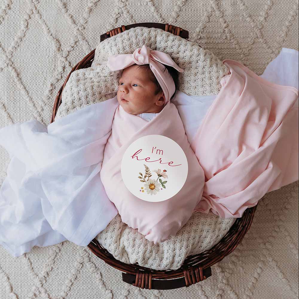 Baby Pink Organic Jersey Wrap & Topknot Set - Image 8