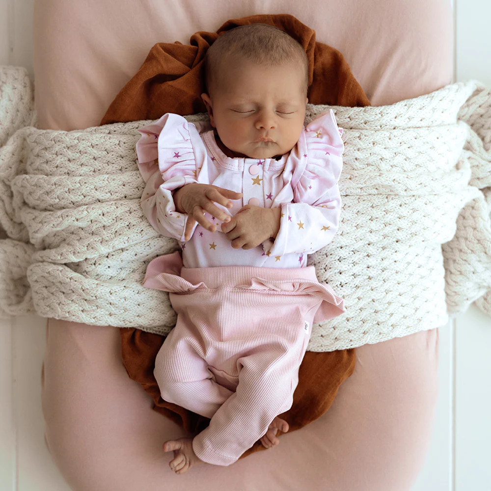 Baby Pink Organic Pants with Frill - Image 3