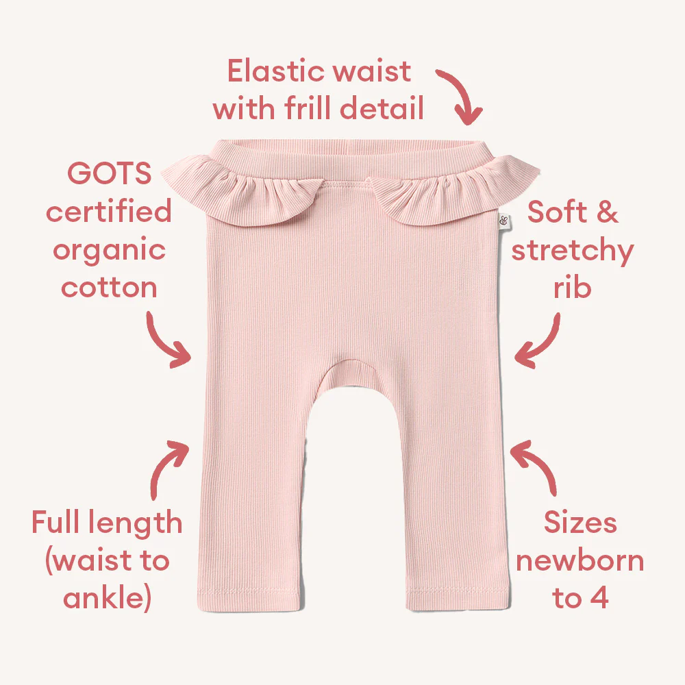 Baby Pink Organic Pants with Frill - Image 4