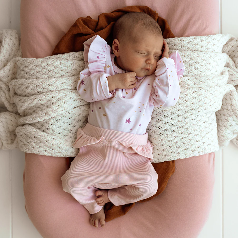 Baby Pink Organic Pants with Frill - Image 9