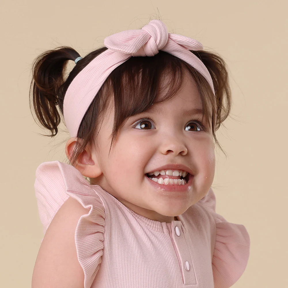 Baby Pink Ribbed Organic Topknot - Image 3