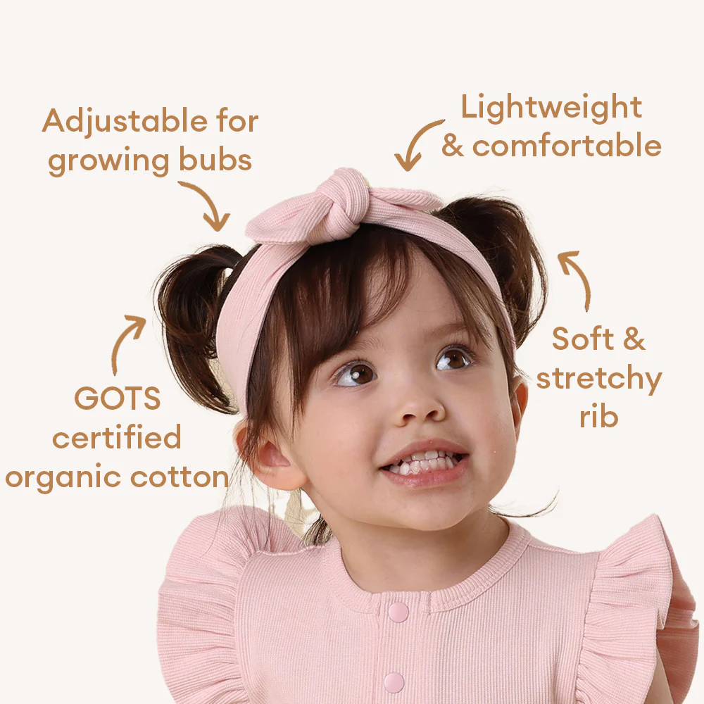 Baby Pink Ribbed Organic Topknot - Image 4