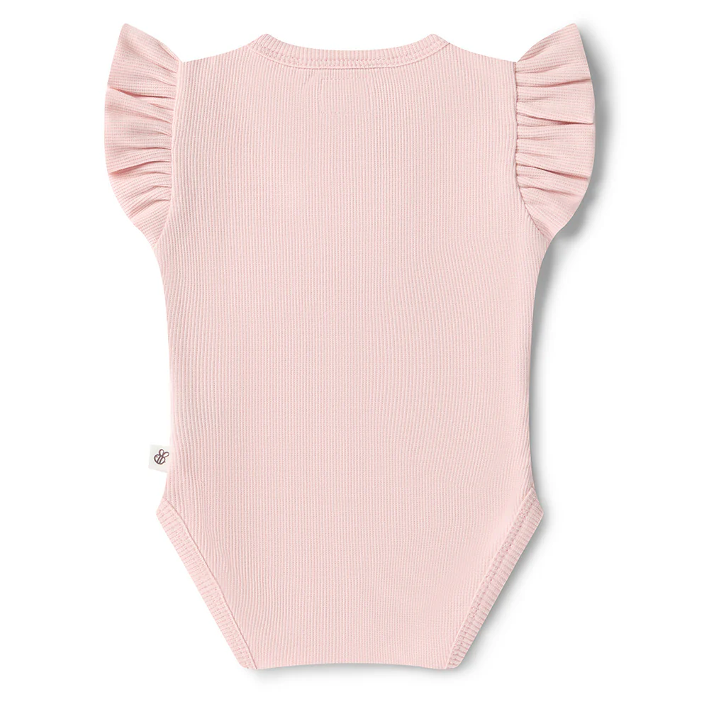Baby Pink Short Sleeve Organic Bodysuit with Frill - Image 12