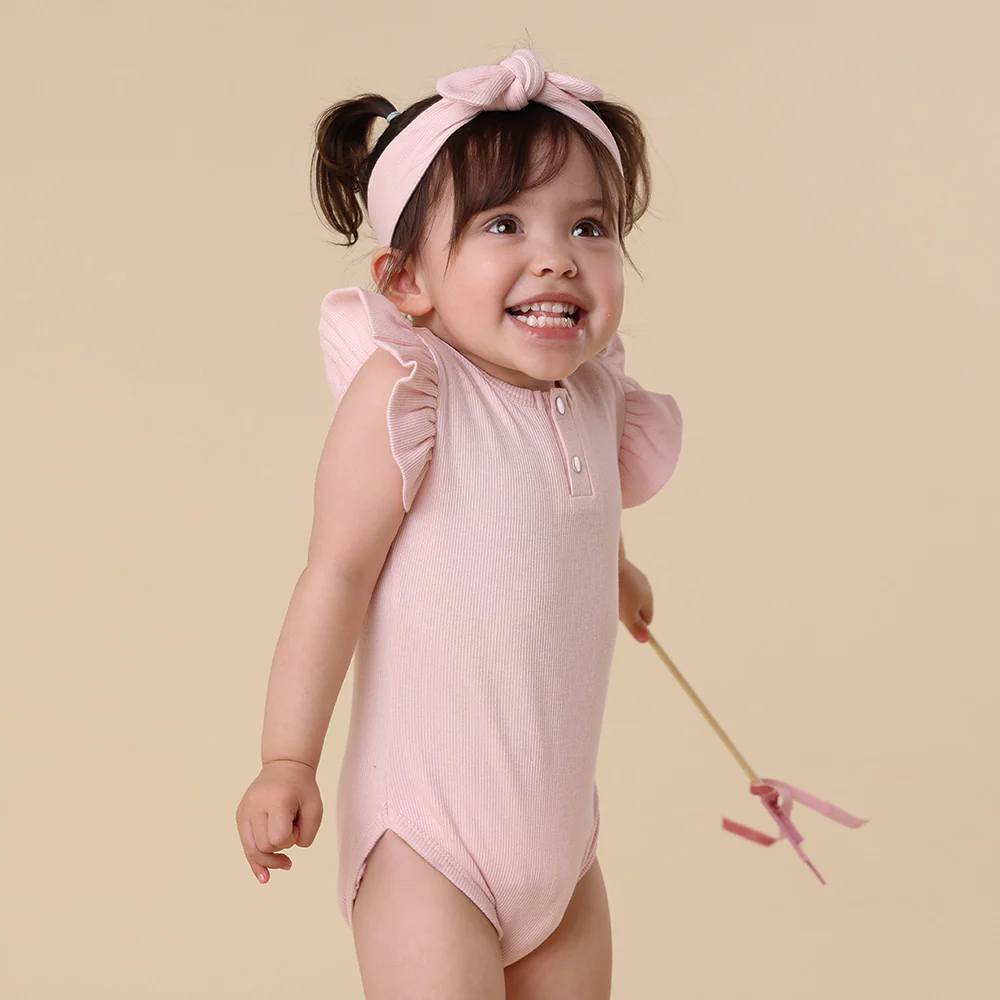 Baby Pink Short Sleeve Organic Bodysuit with Frill - Image 4