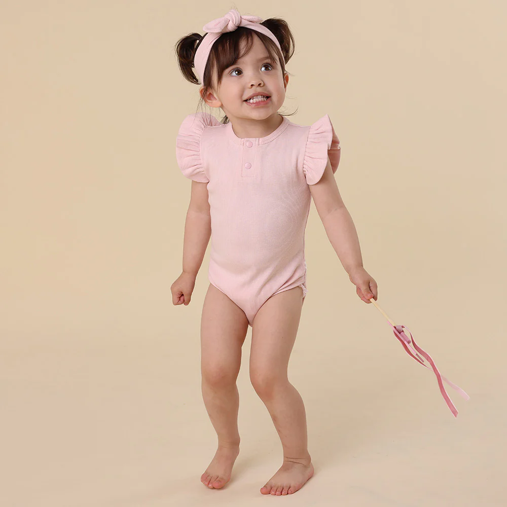 Baby Pink Short Sleeve Organic Bodysuit with Frill - Image 8