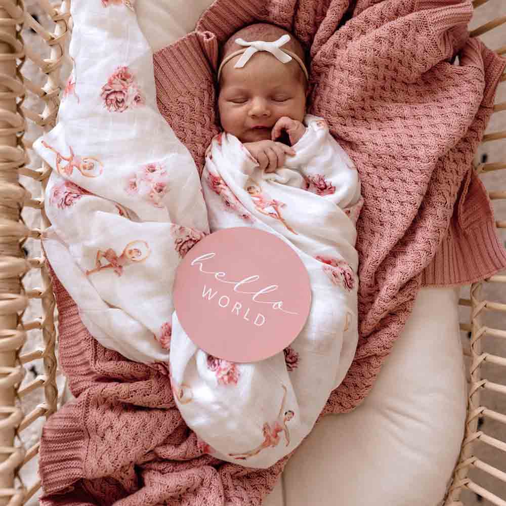 Ballerina Muslin Wrap Birth Announcement Set - Image 3