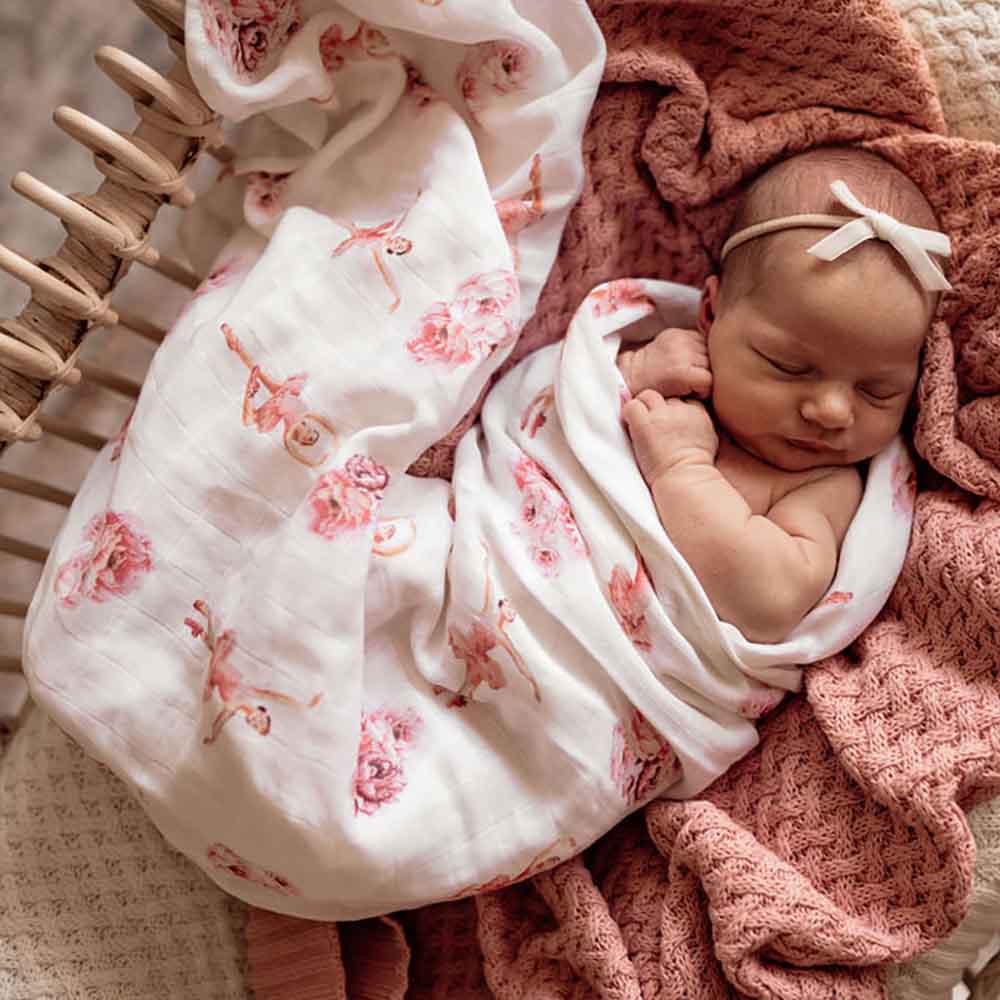 Ballerina Muslin Wrap Birth Announcement Set - Image 4