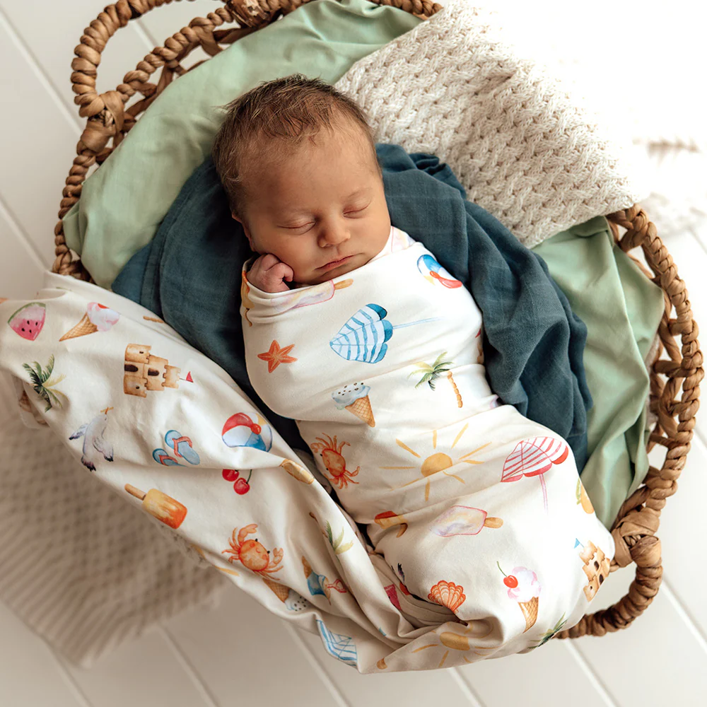 Beach Fun Organic Jersey Wrap & Beanie Set - Image 4