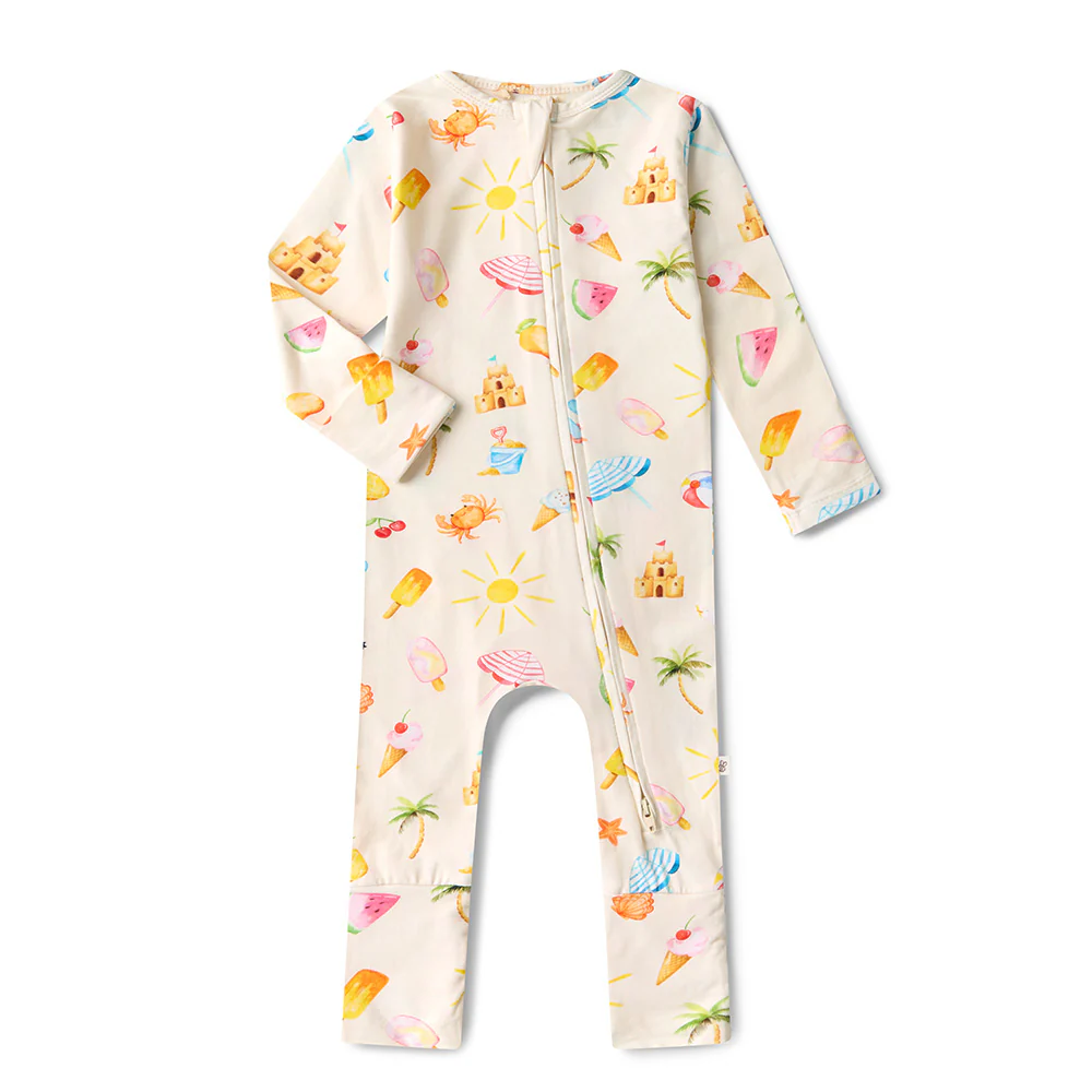 Beach Fun Organic Snugglesuit Convertible Romper - Image 2