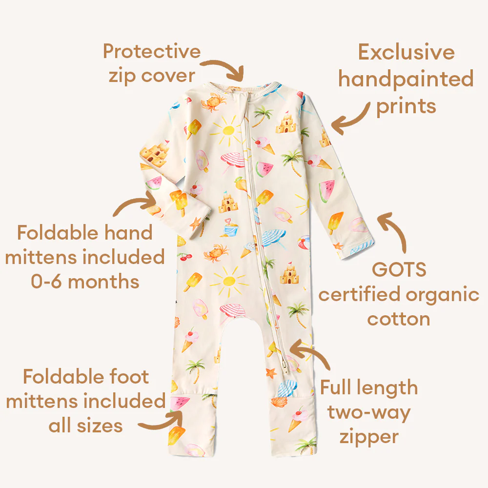 Beach Fun Organic Snugglesuit Convertible Romper - Image 5