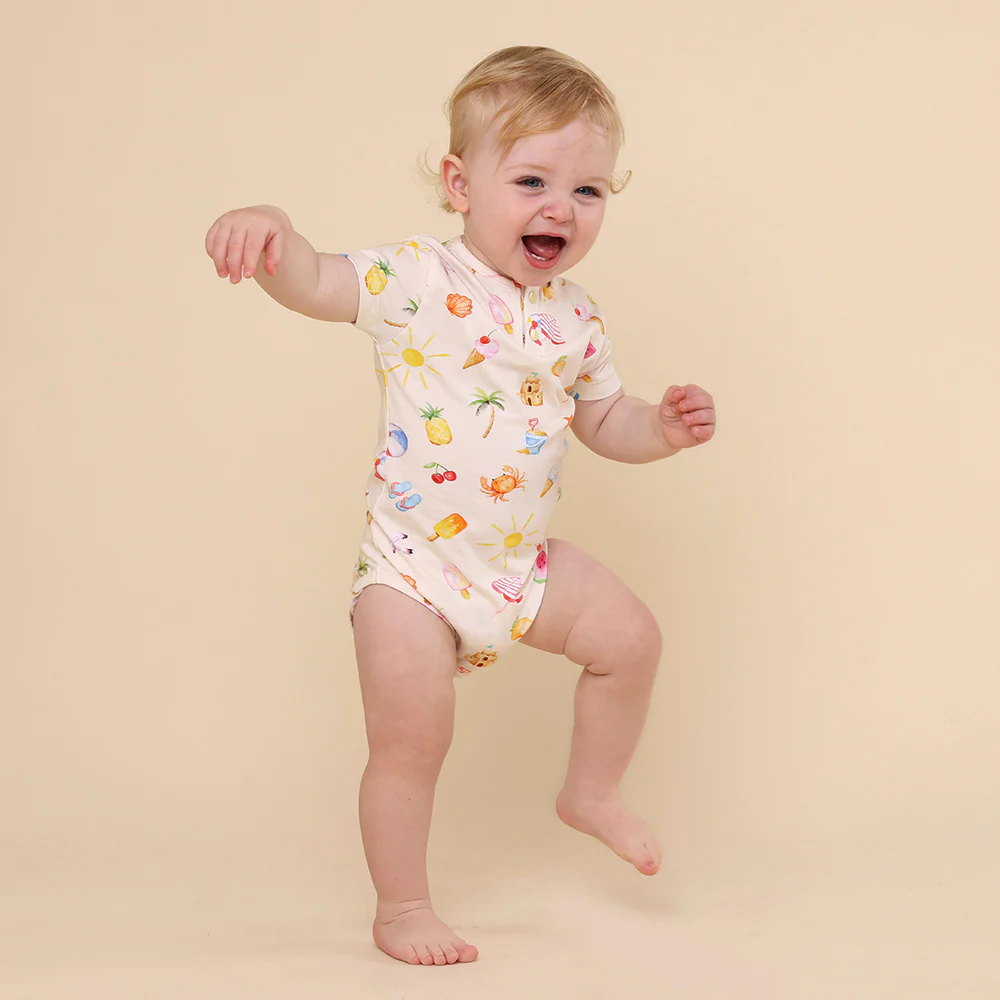 Beach Fun Short Sleeve Organic Bodysuit - Image 3
