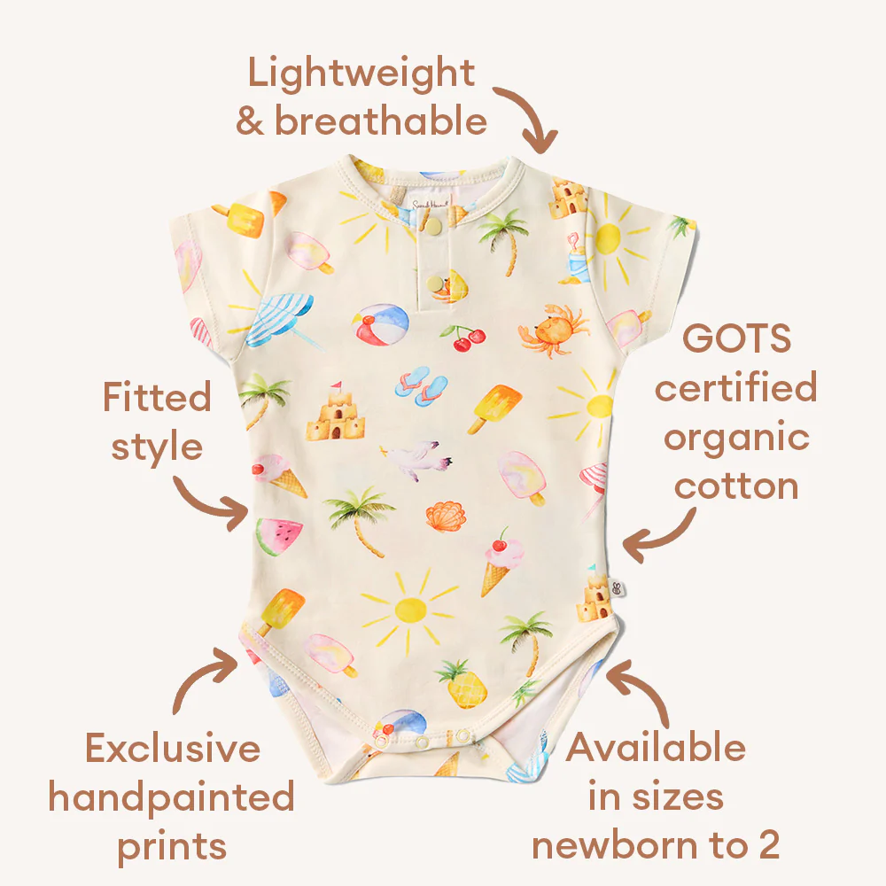 Beach Fun Short Sleeve Organic Bodysuit - Image 4