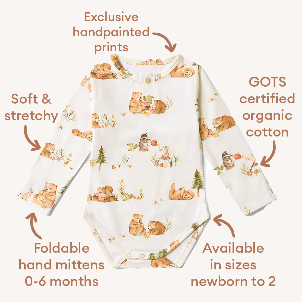 Bears Long Sleeve Organic Bodysuit - Image 4