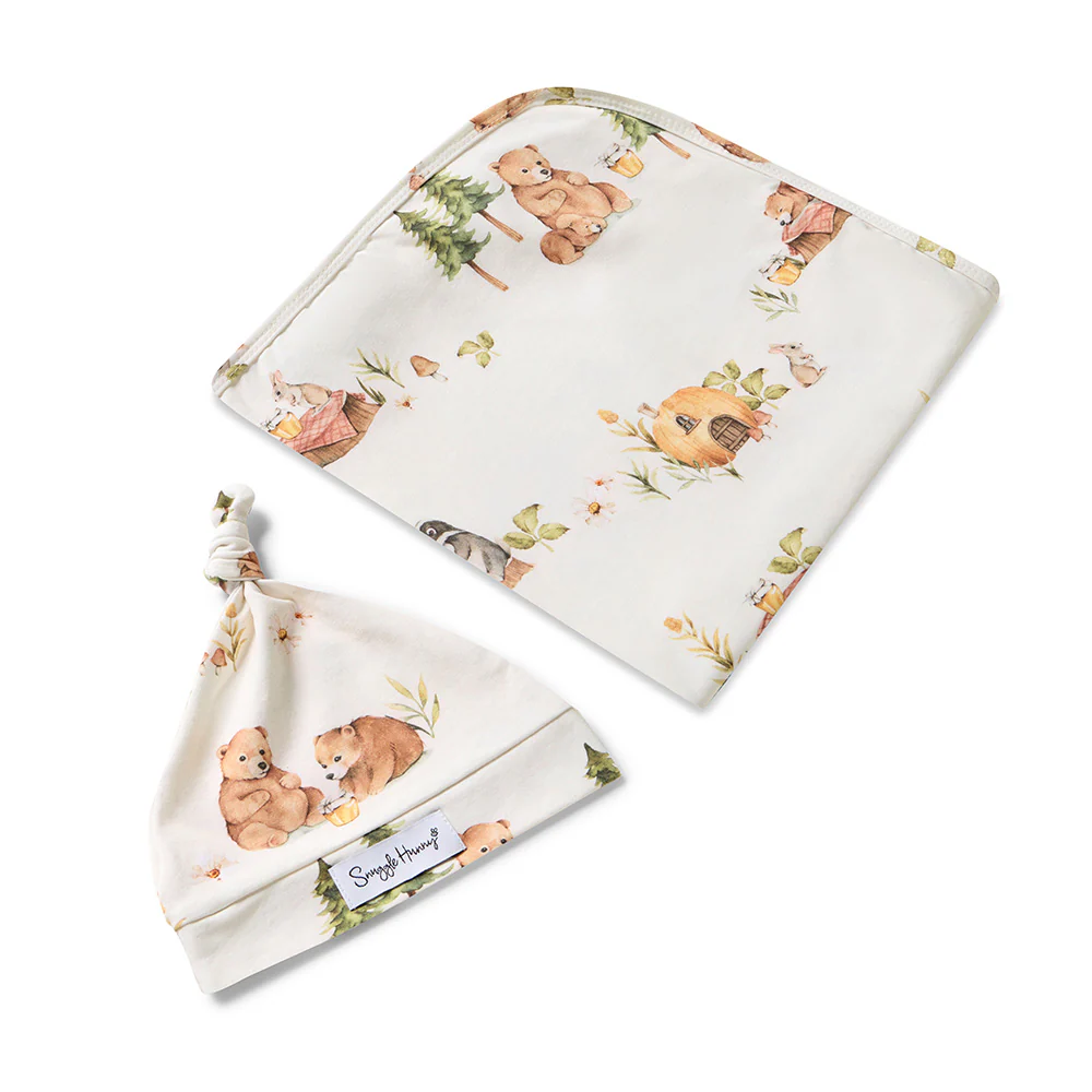 Bears Organic Jersey Wrap & Beanie Set - Image 2