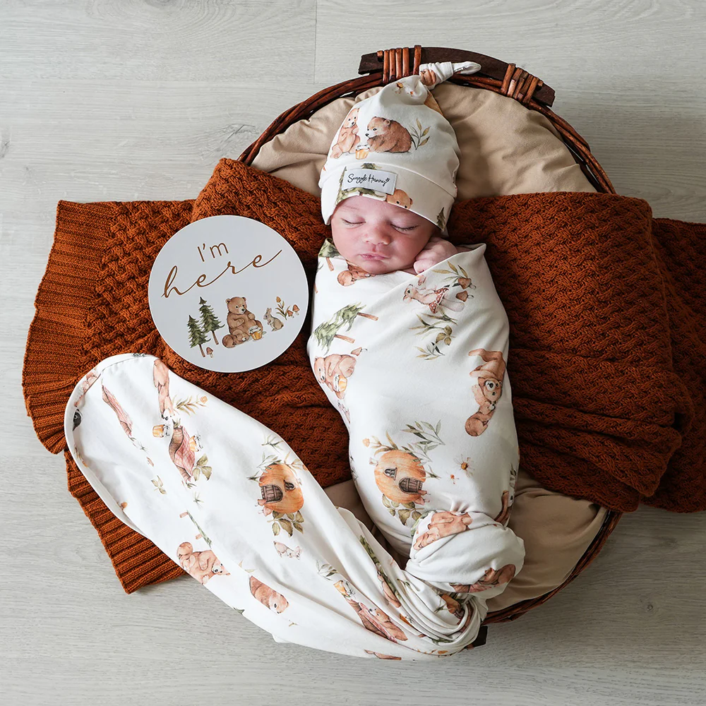 Bears Organic Jersey Wrap & Beanie Set - Image 5