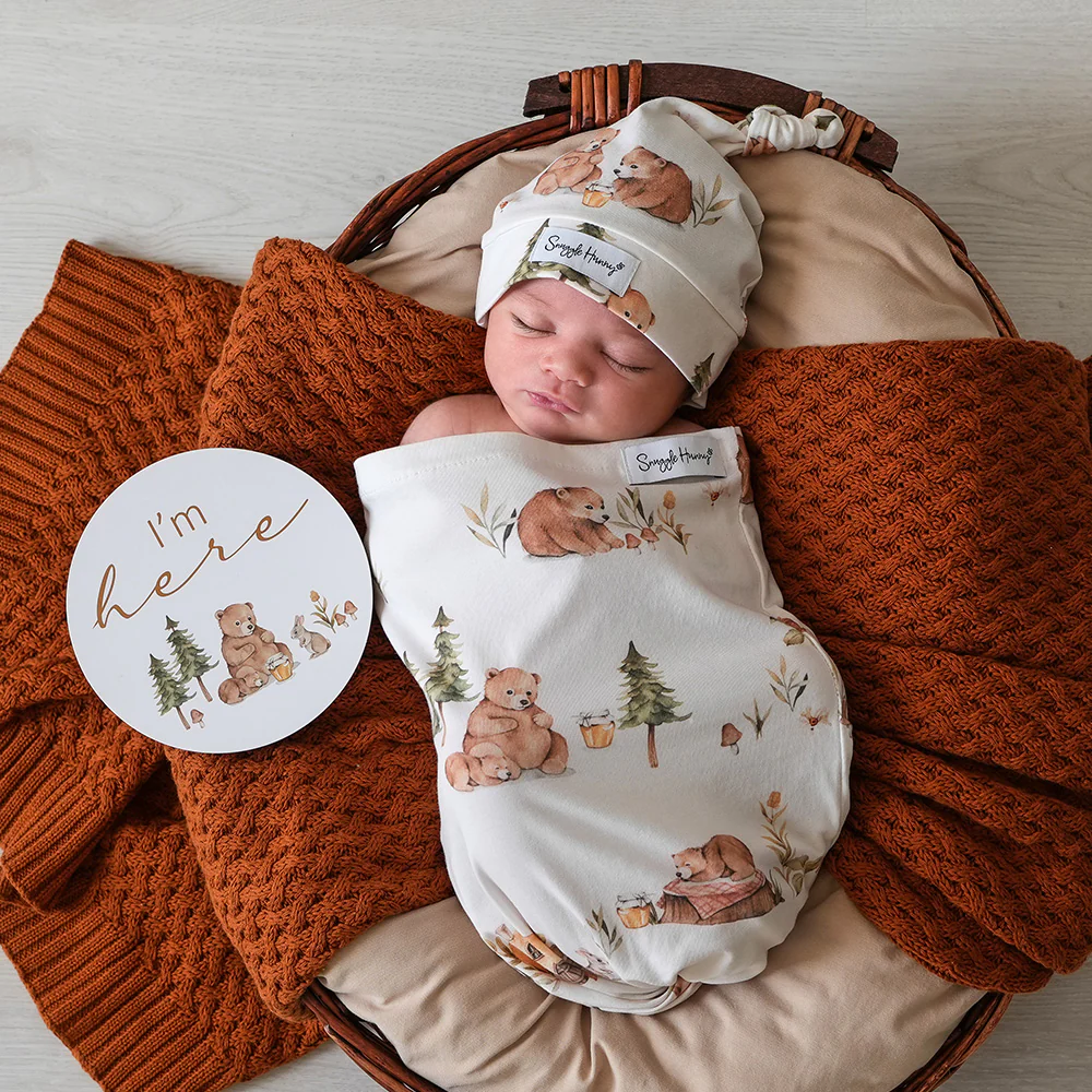 Bears Organic Snuggle Swaddle & Beanie Set - Image 3